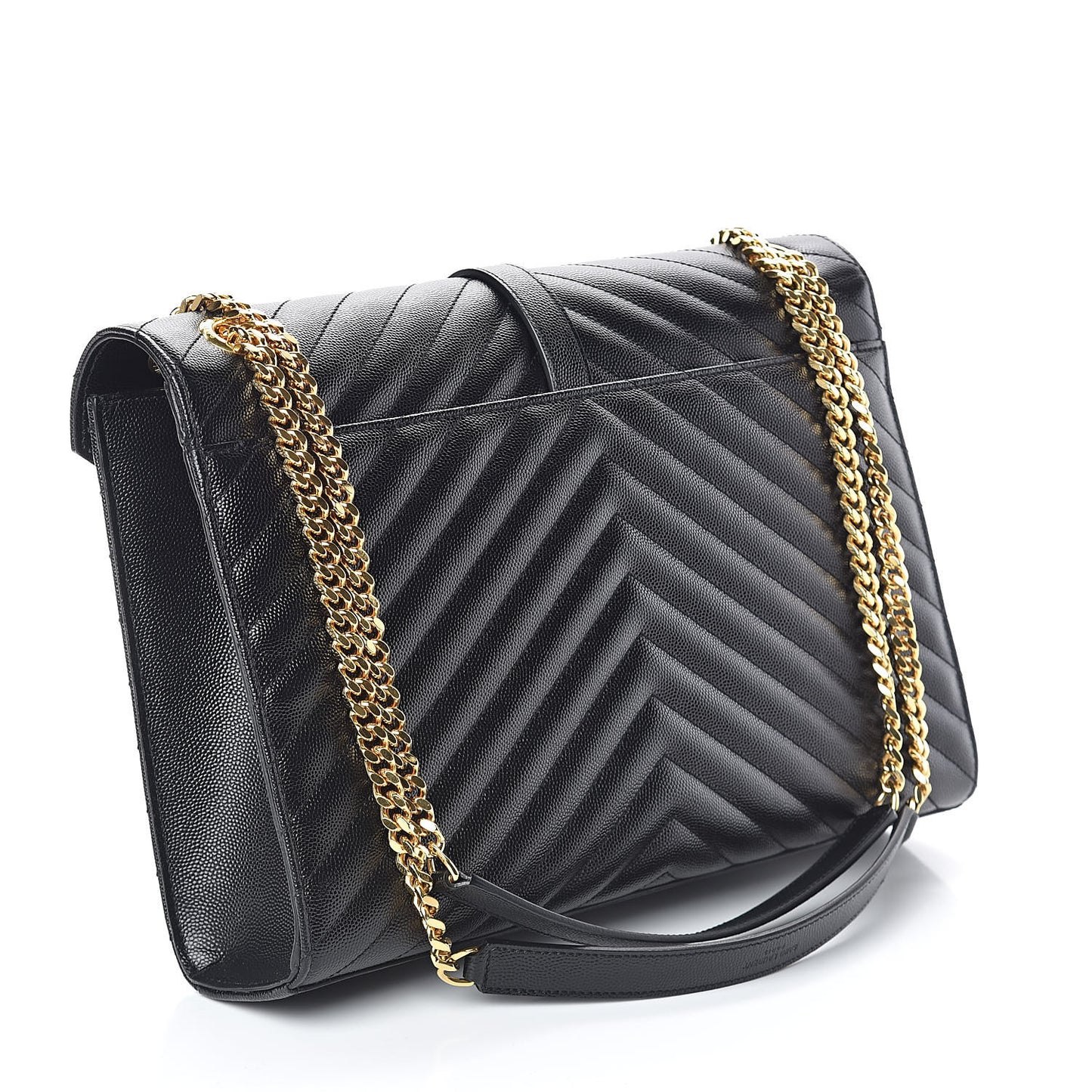 Grain De Poudre Matelasse Chevron Large Monogram Satchel Black