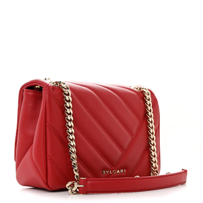 Bulgari Calfskin Matelasse Small Serpenti Cabochon Shoulder Bag Red 3 of 11