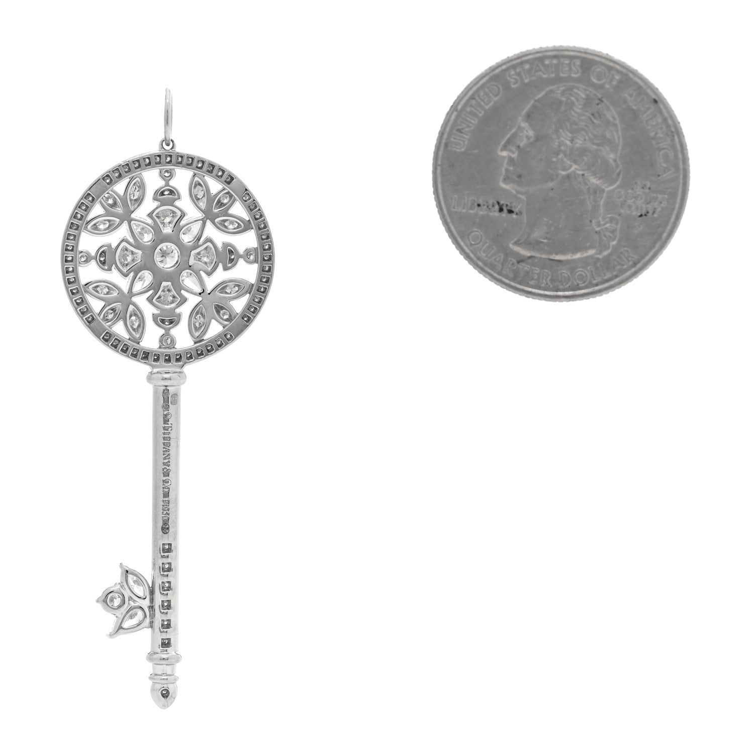 Tiffany Platinum Diamond Garden Key Pendant 2 of 4