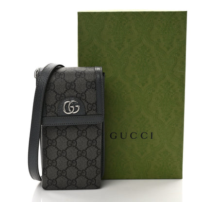 Gucci GG Supreme Monogram Textured Dollar Calfskin Phone Crossbody Bag Grey Black Graphite Grey 10 of 10