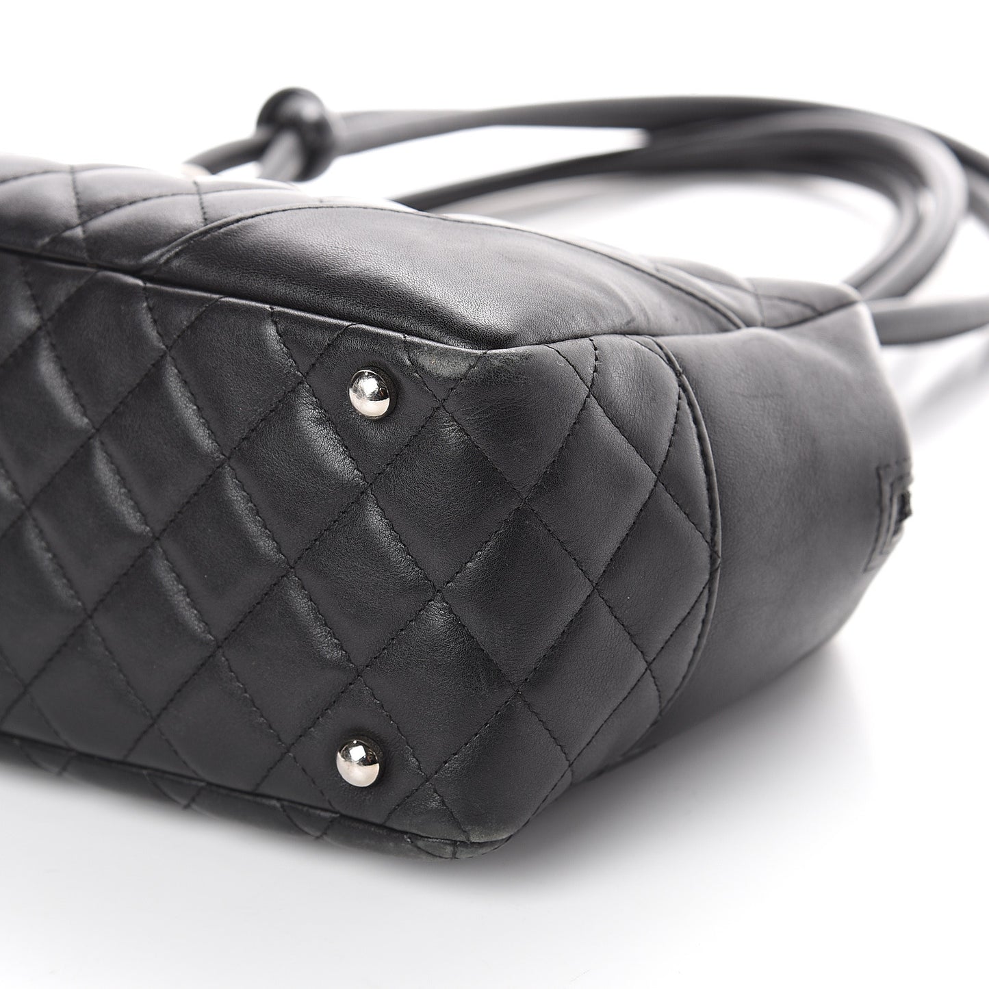 Calfskin Quilted Large Cambon Bowler Black