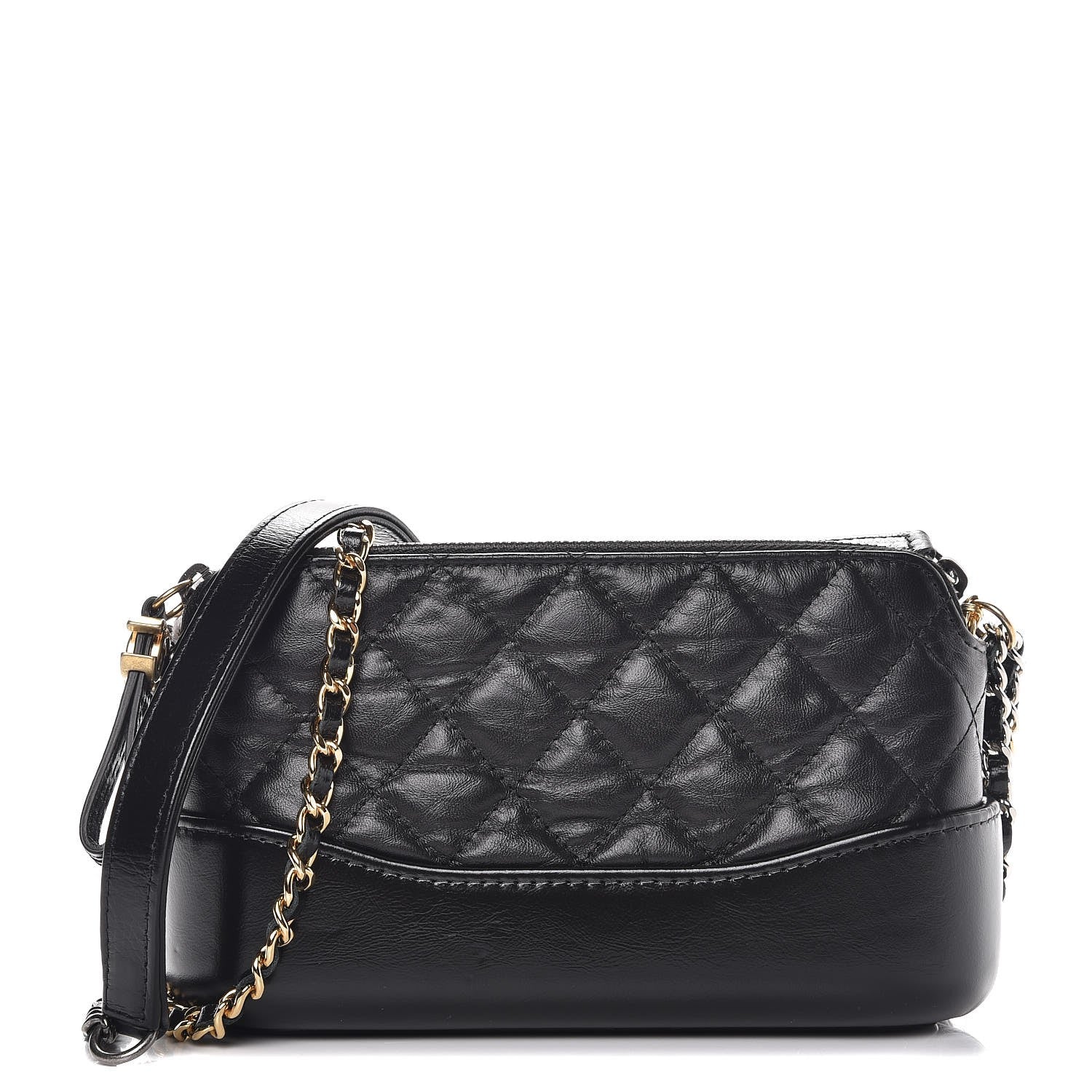 Chanel Aged Calfskin Quilted Small Gabrielle Clutch With Chain Black 1 of 12