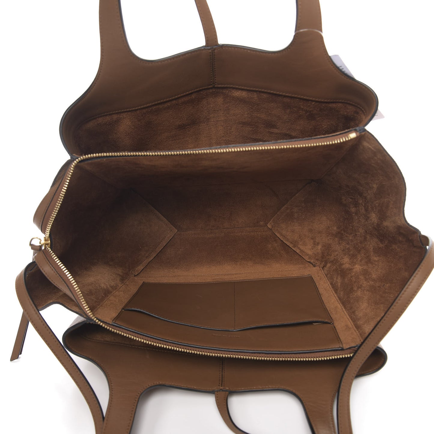 Smooth Calfskin Suede Small Tri-Fold Bag Camel
