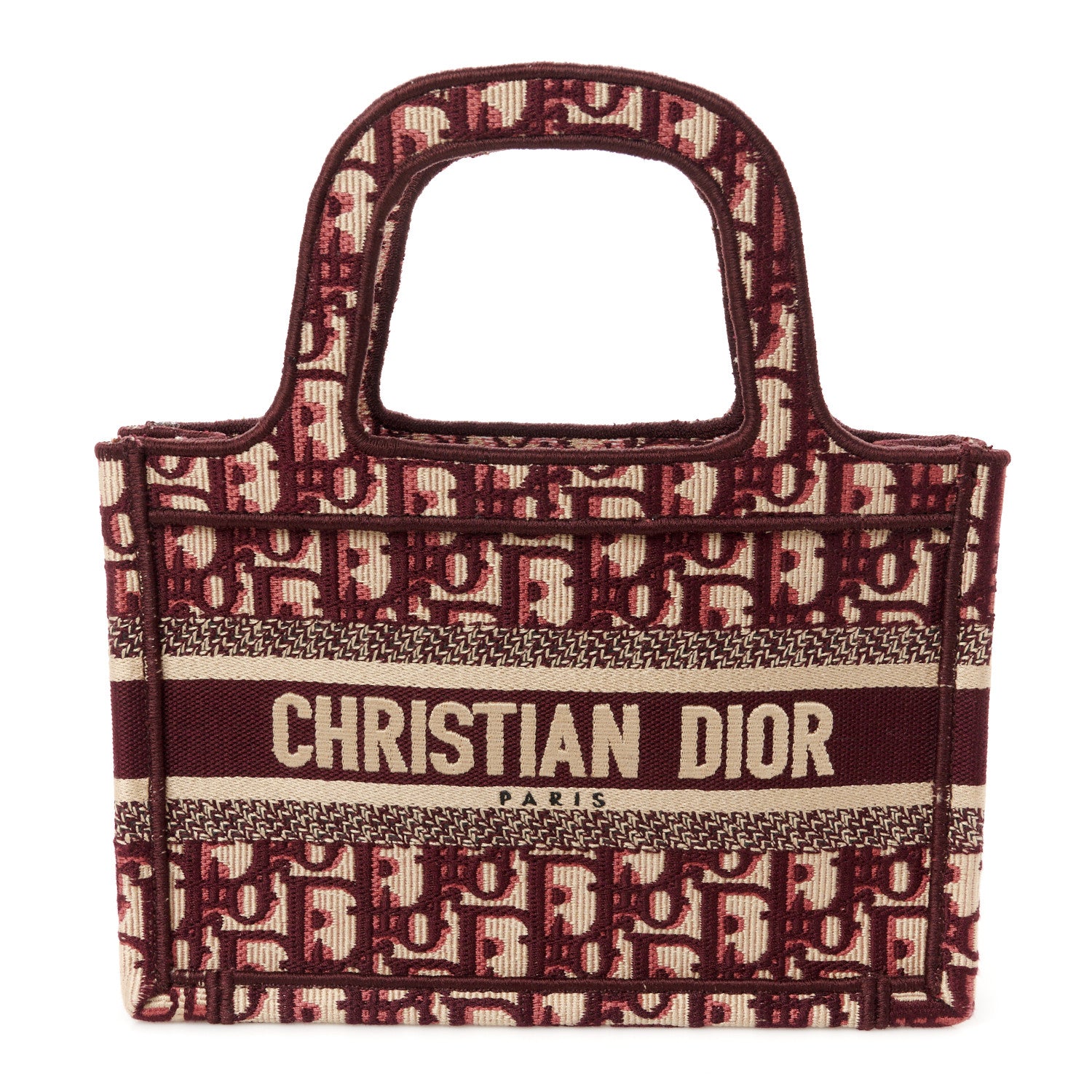 Christian Dior Oblique Mini Book Tote Burgundy Multicolor 1 of 11