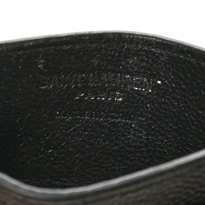 Saint Laurent Grain De Poudre Matelasse Chevron Monochrome Monogram Credit Card Case Black 6 of 7