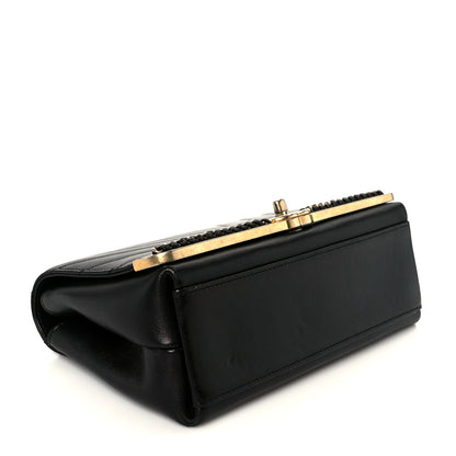 Chanel Sheepskin Chevron Stitched Chain Top Handle Flap Black 4 of 10