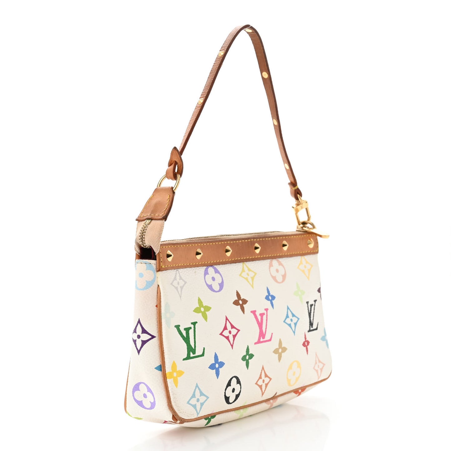 LOUIS VUITTON Monogram Multicolor Pochette Accessories White