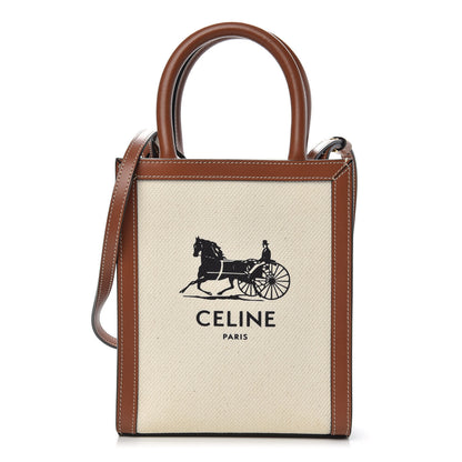 Celine Canvas Calfskin Sulky Print Mini Vertical Cabas Natural Tan 1 of 10
