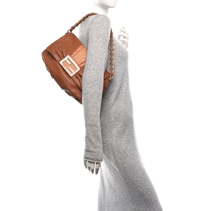 Fendi Crinkled Lambskin Mia Shoulder Flap Camel 2 of 14