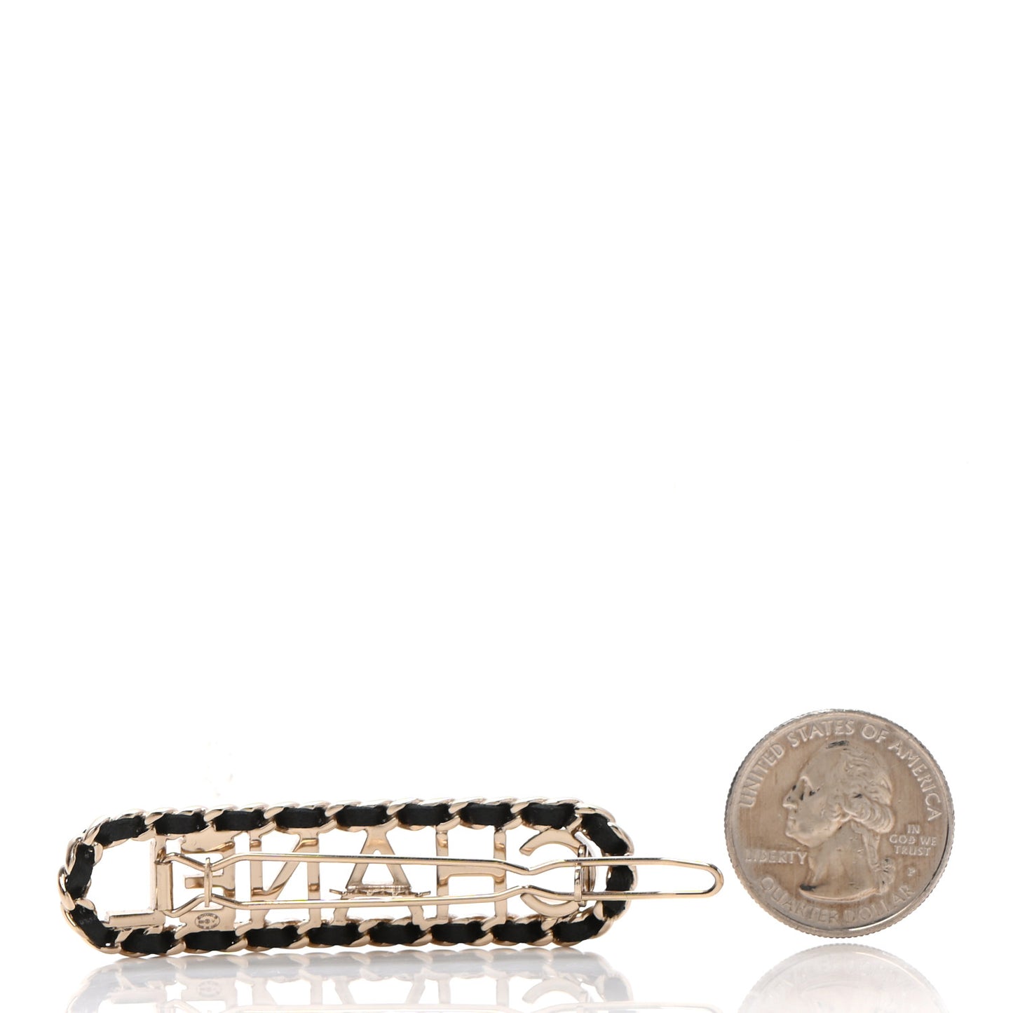 Metal Lambskin Vintage Allure Logo Hair Clip Black Gold