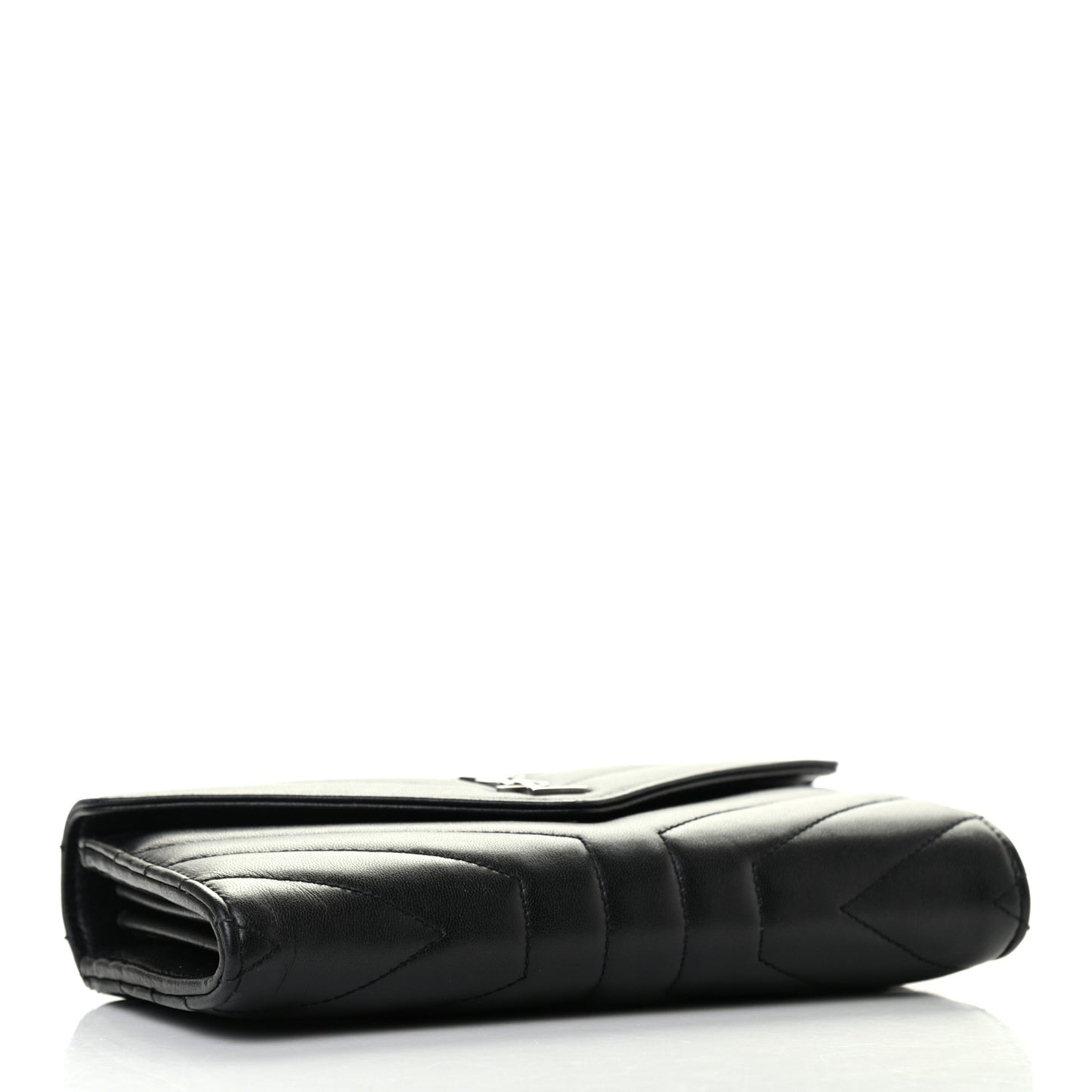 Lambskin Y Quilted Monogram Large Loulou Flap Wallet Black