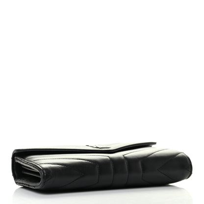 Saint Laurent Lambskin Y Quilted Monogram Large Loulou Flap Wallet Black 4 of 7