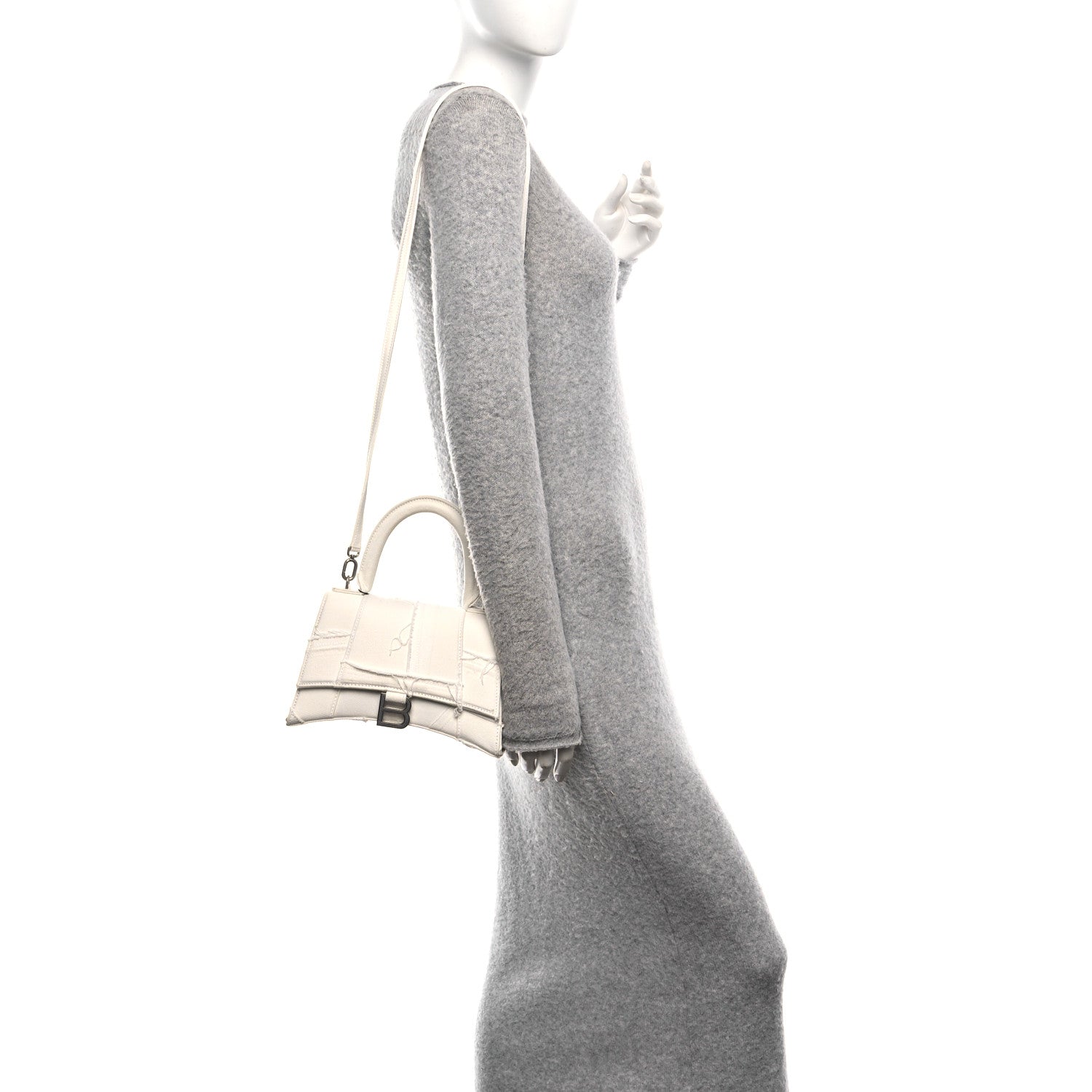 Balenciaga Denim Patchwork Small Hourglass Top Handle Bag White 2 of 13