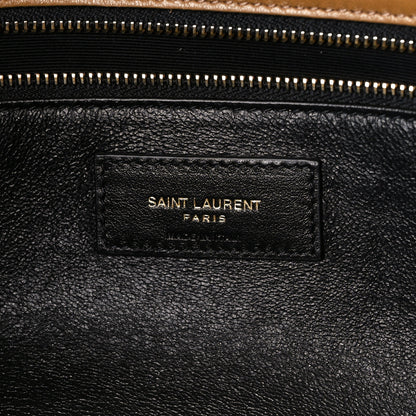 Saint Laurent Shearling Lambskin Quilted Sade Puffer Envelope Clutch Natural Brown 6 of 12