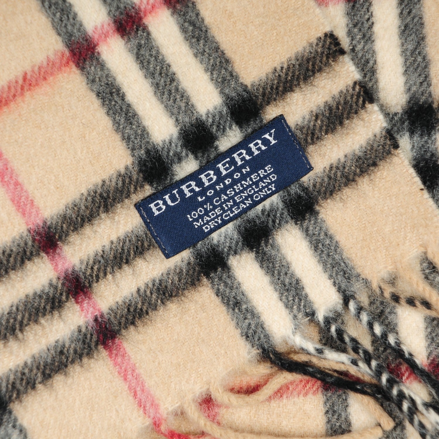 Burberry Cashmere House Check Fringe Scarf Camel 4 of 4