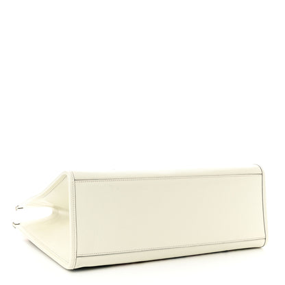 Gucci New Shangai Calfskin Tiger Savanah Textured Calfskin Medium Tote Chalky White Multicolor 4 of 15