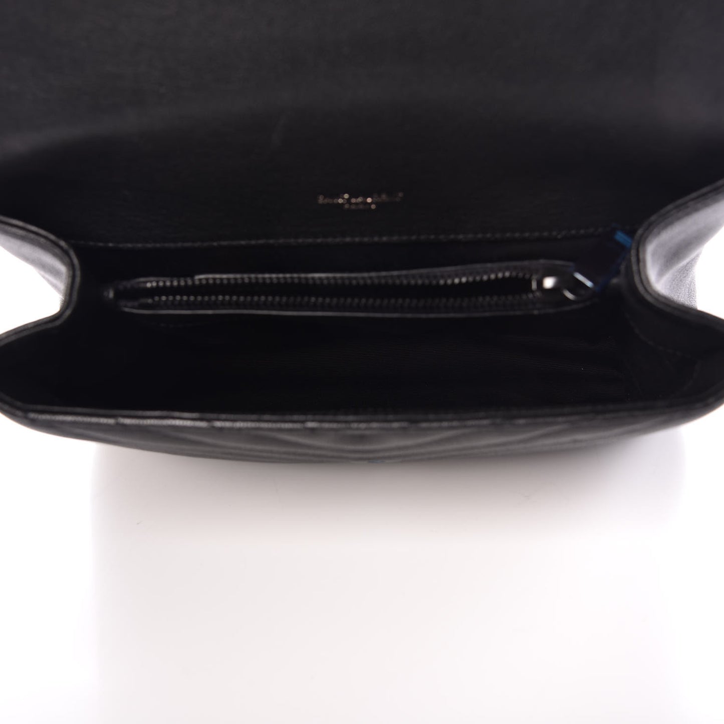 Sheepskin Matelasse Chevron Monogram Medium College Bag Black