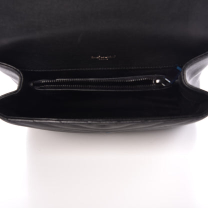 Saint Laurent Sheepskin Matelasse Chevron Monogram Medium College Bag Black 6 of 10