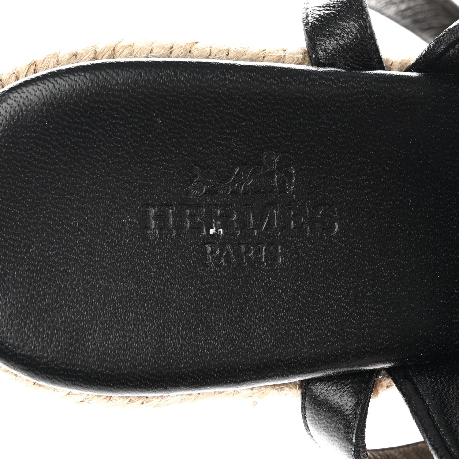 Hermes Goatskin Elise Espadrille Wedge Sandals 36 Black 12 of 13