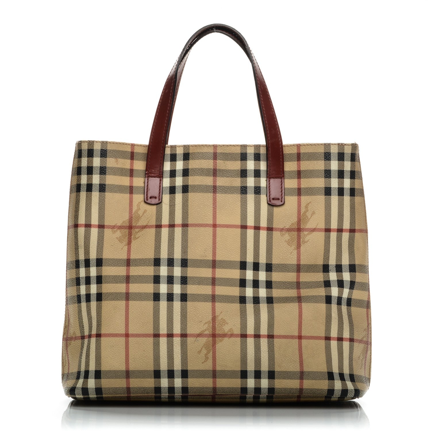 Burberry Haymarket Check Small Tote Red 1 of 9