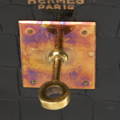 Hermes Shiny Crocodile Kelly Sellier 32 Black 8 of 23