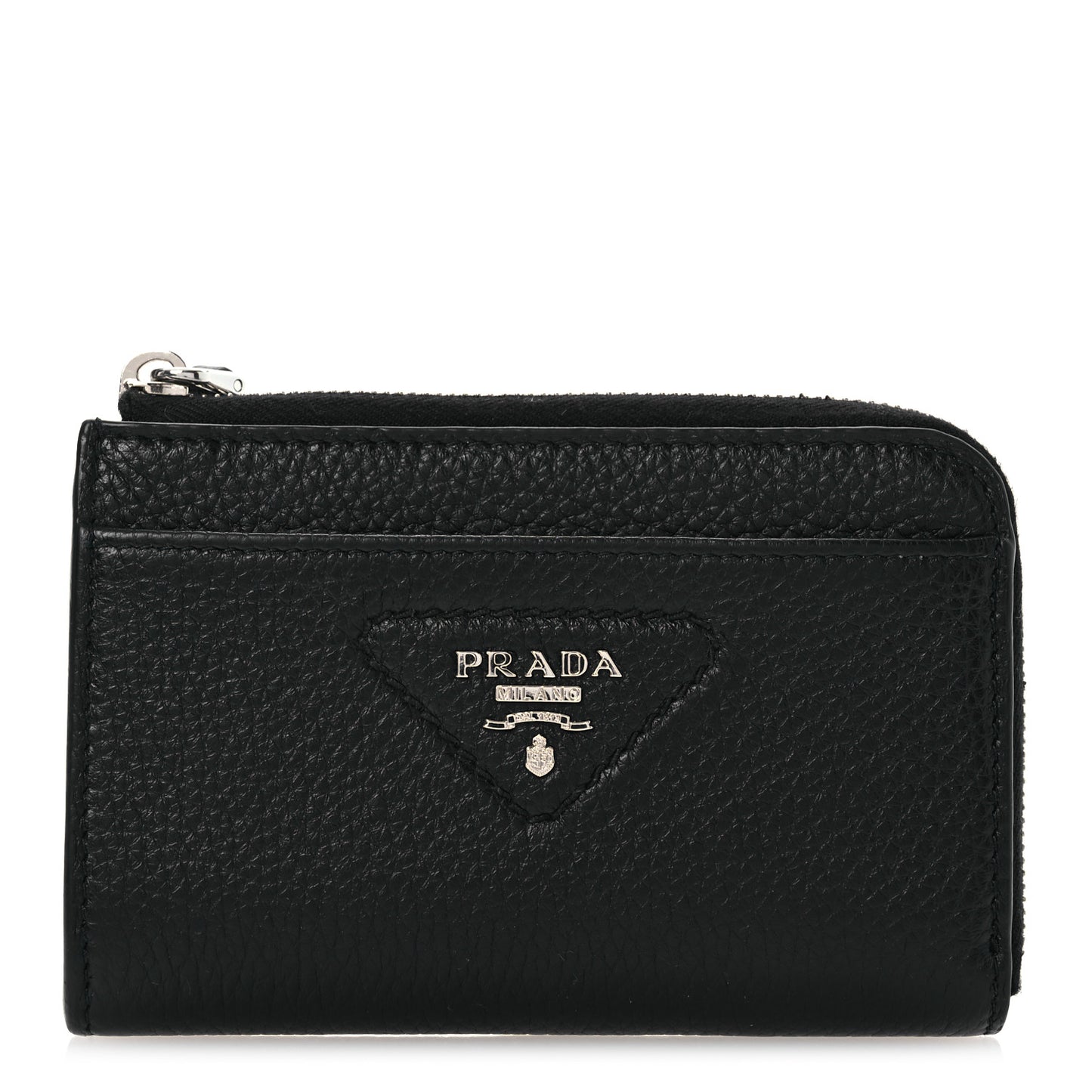 Vitello Daino Triangle Zip Around Keychain Black