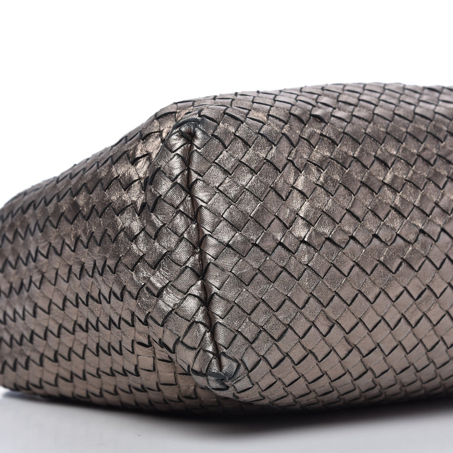 Metallic Grosgrain Intrecciato Pyramid Hobo Pewter