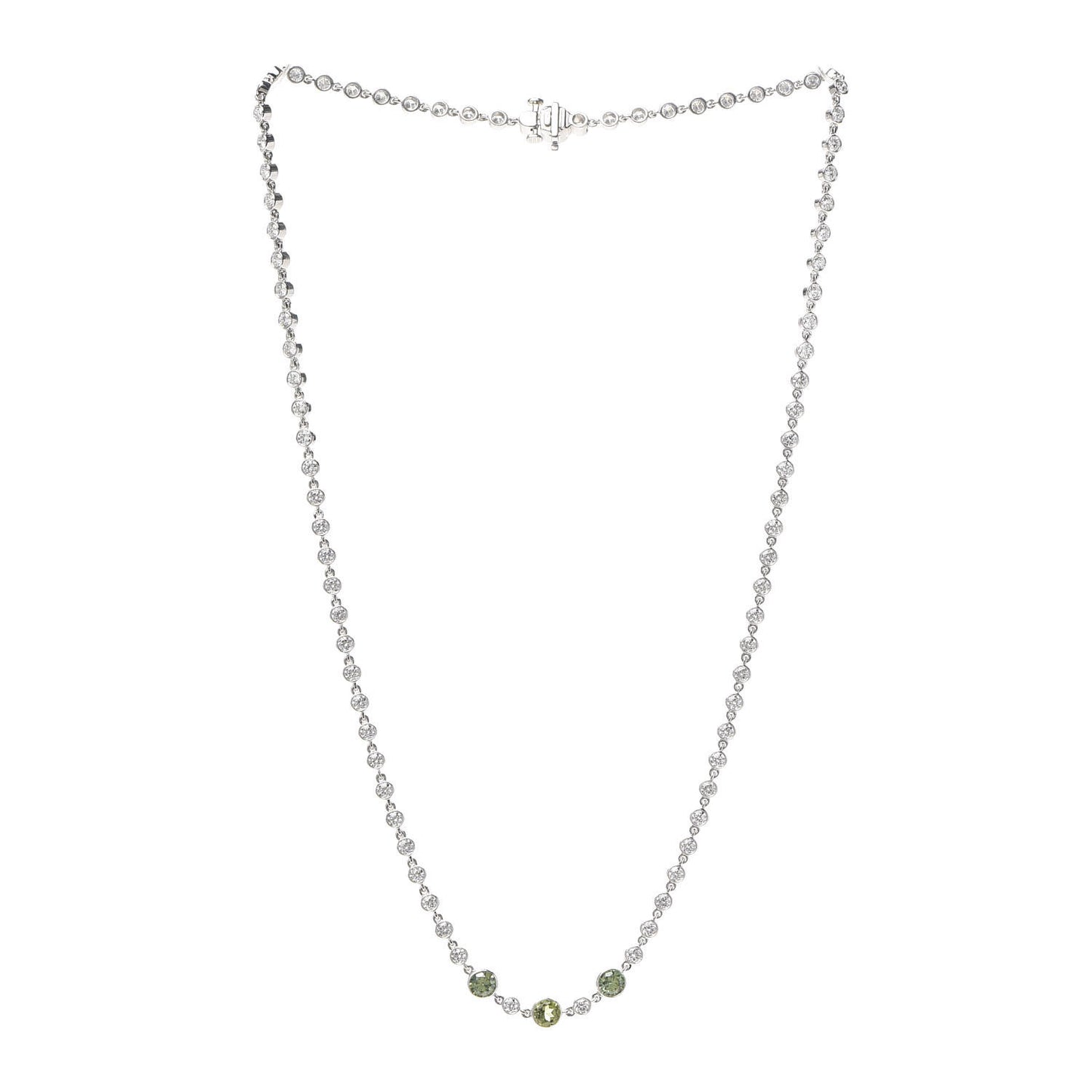 Platinum Diamond Green Garnet Peridot Necklace
