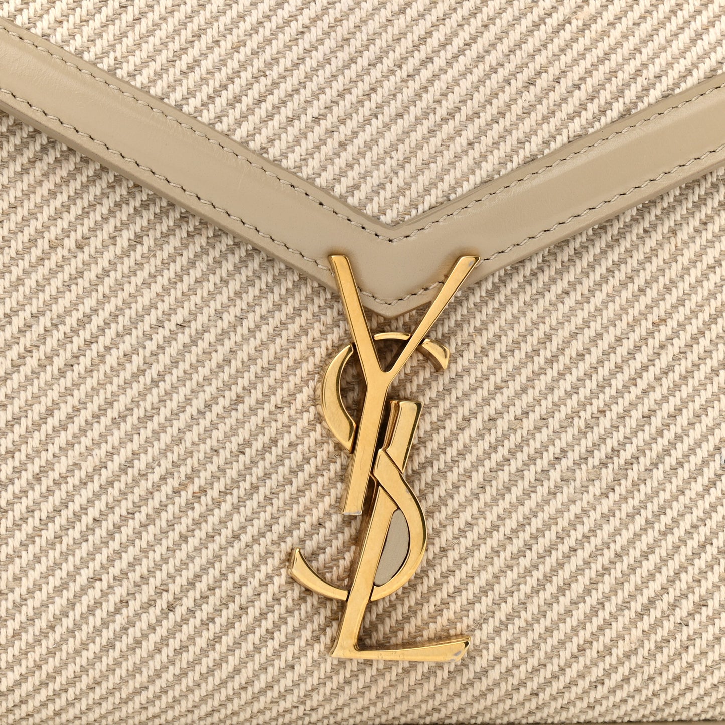 Canvas Calfskin Mini Classic Monogram Cassandra Top Handle Tan Natural