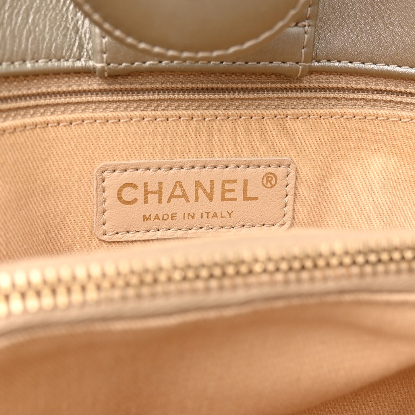 Metallic Calfskin Perforated Up In The Air Tote Light Gold