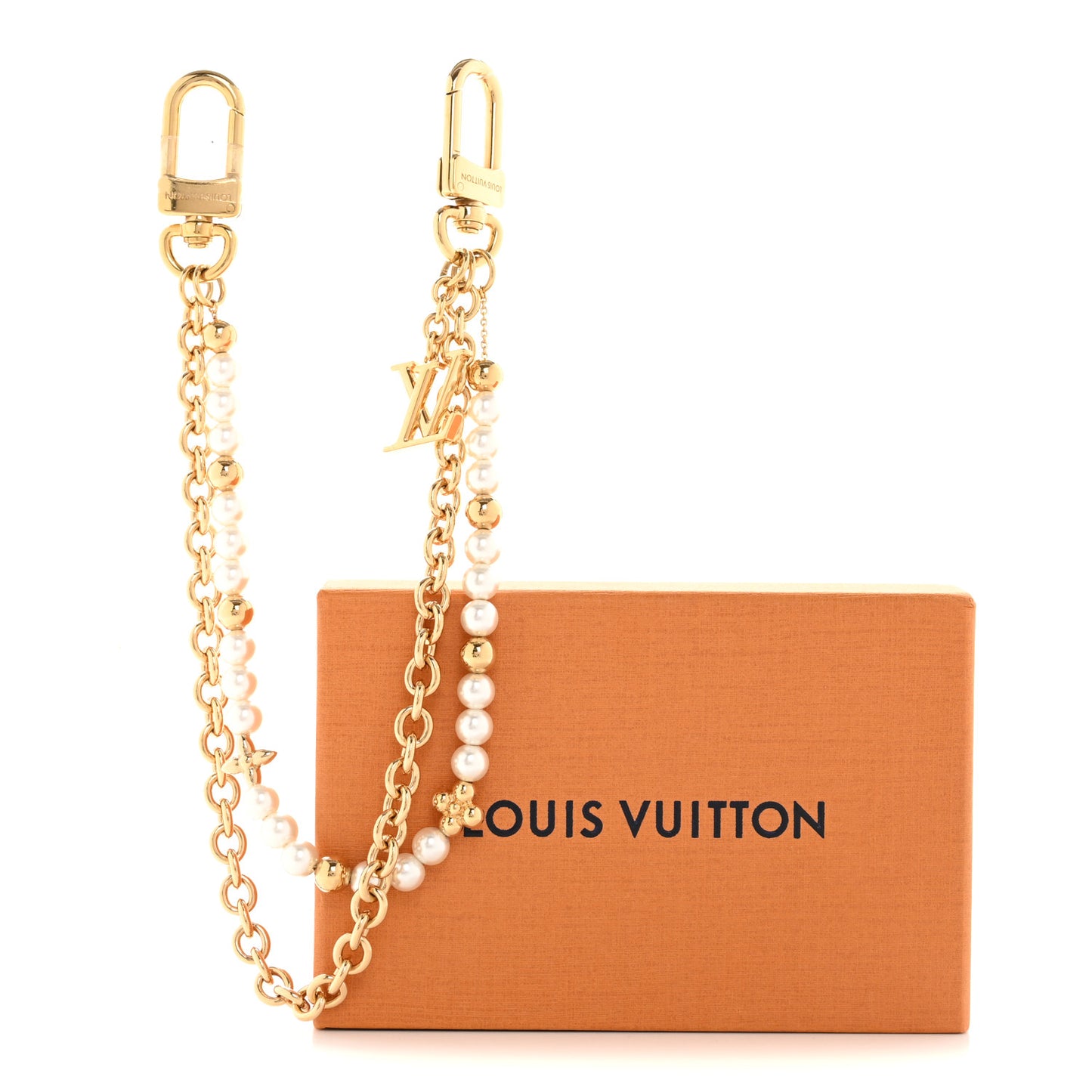 Metal Pearl River Bag Charm Gold