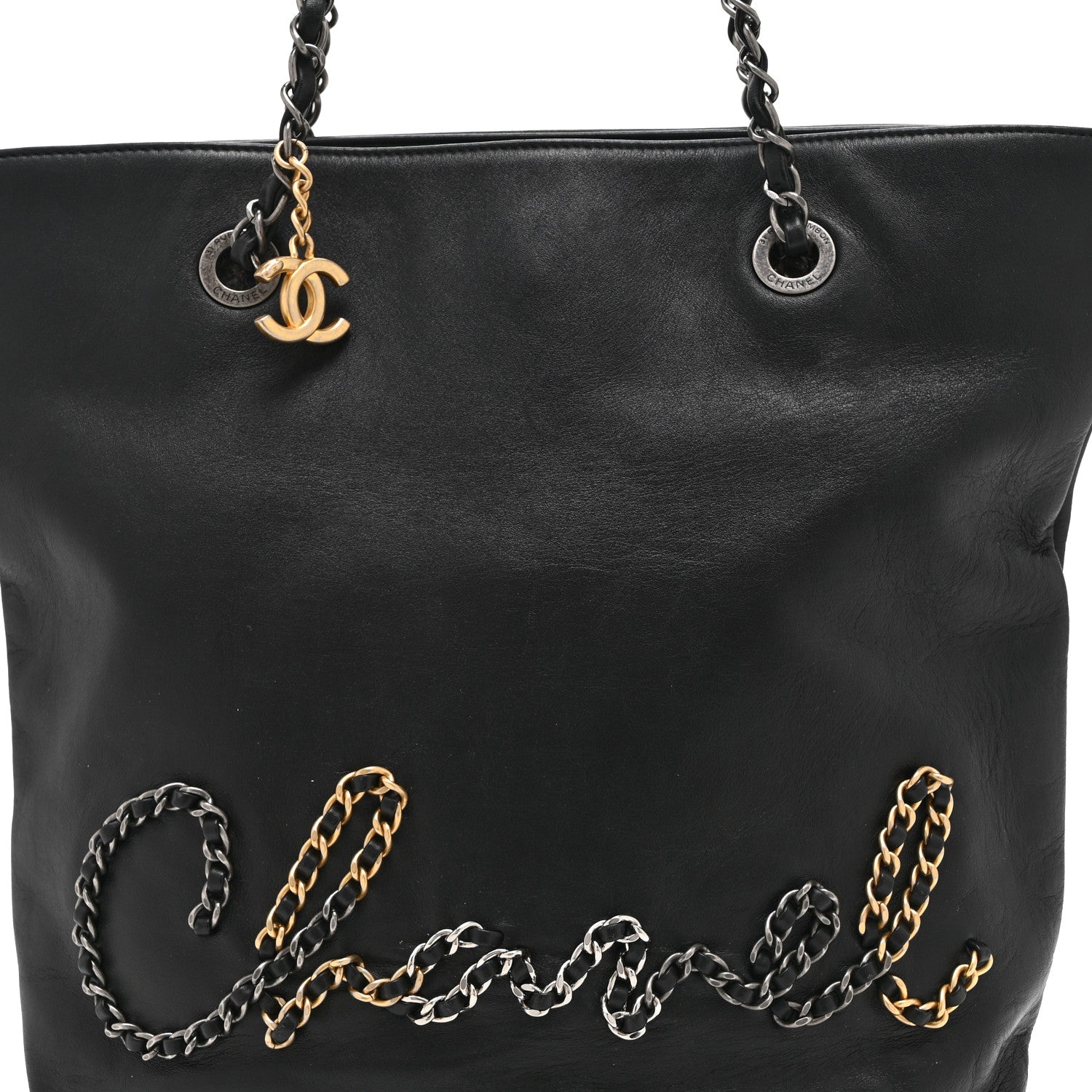 Chanel Calfskin Chain 20s Signature Tote Black 1871914 – FASHIONPHILE