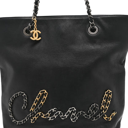 Chanel Calfskin Chain 20s Signature Tote Black 8 of 10