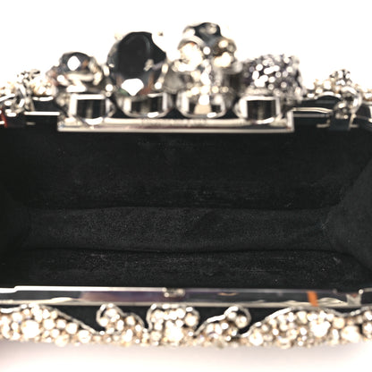 Alexander McQueen Suede Crystal Skull Knuckle Chain Box Clutch Black 5 of 10