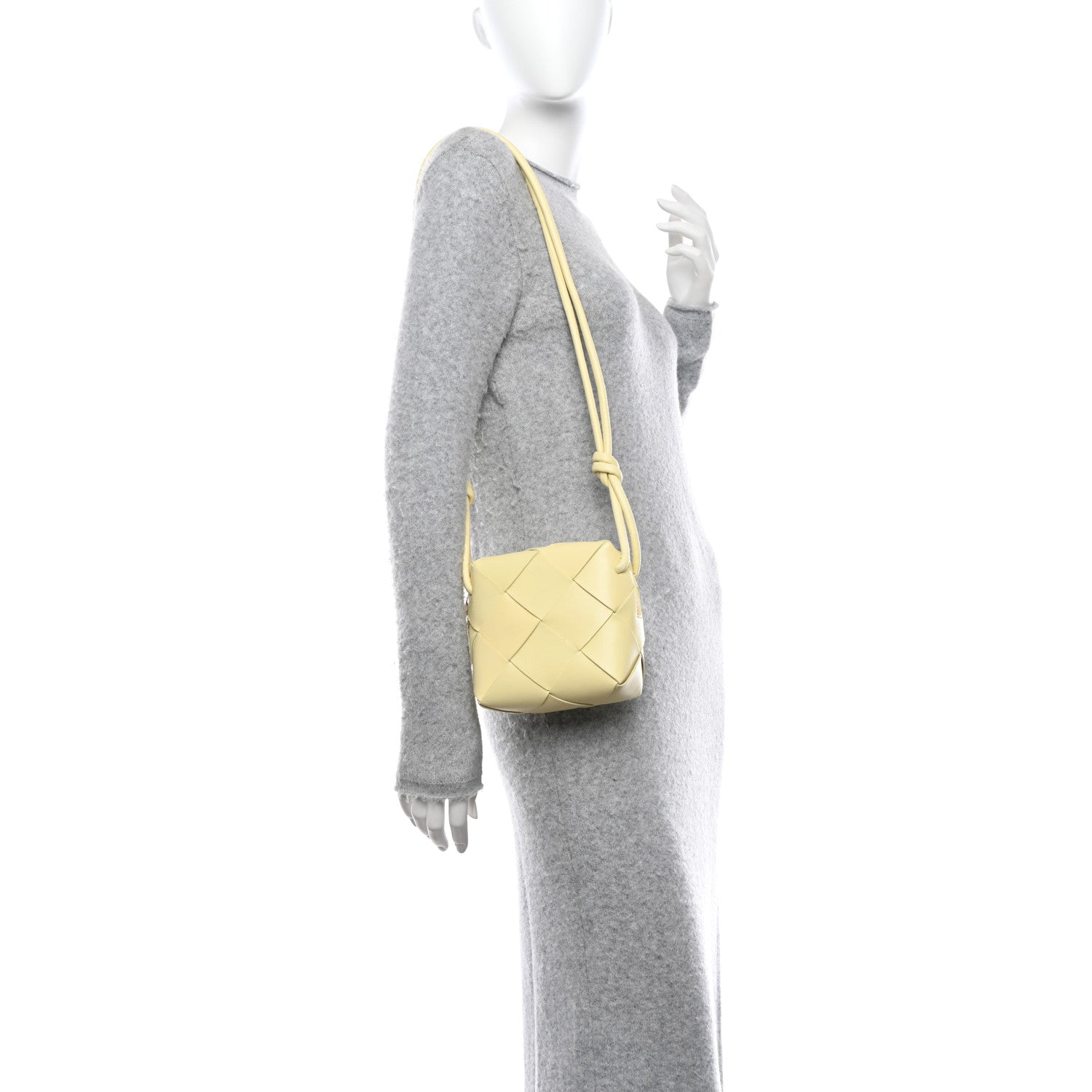 Bottega Veneta BOTTEGA VENETA Lambskin Maxi Intrecciato Mini Cassette Camera Bag Ice Cream 2 of 9