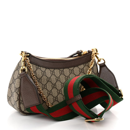Gucci GG Supreme Monogram Textured Dollar Calfskin Web Small Ophidia GG Handbag Beige Ebony New Acero 3 of 10