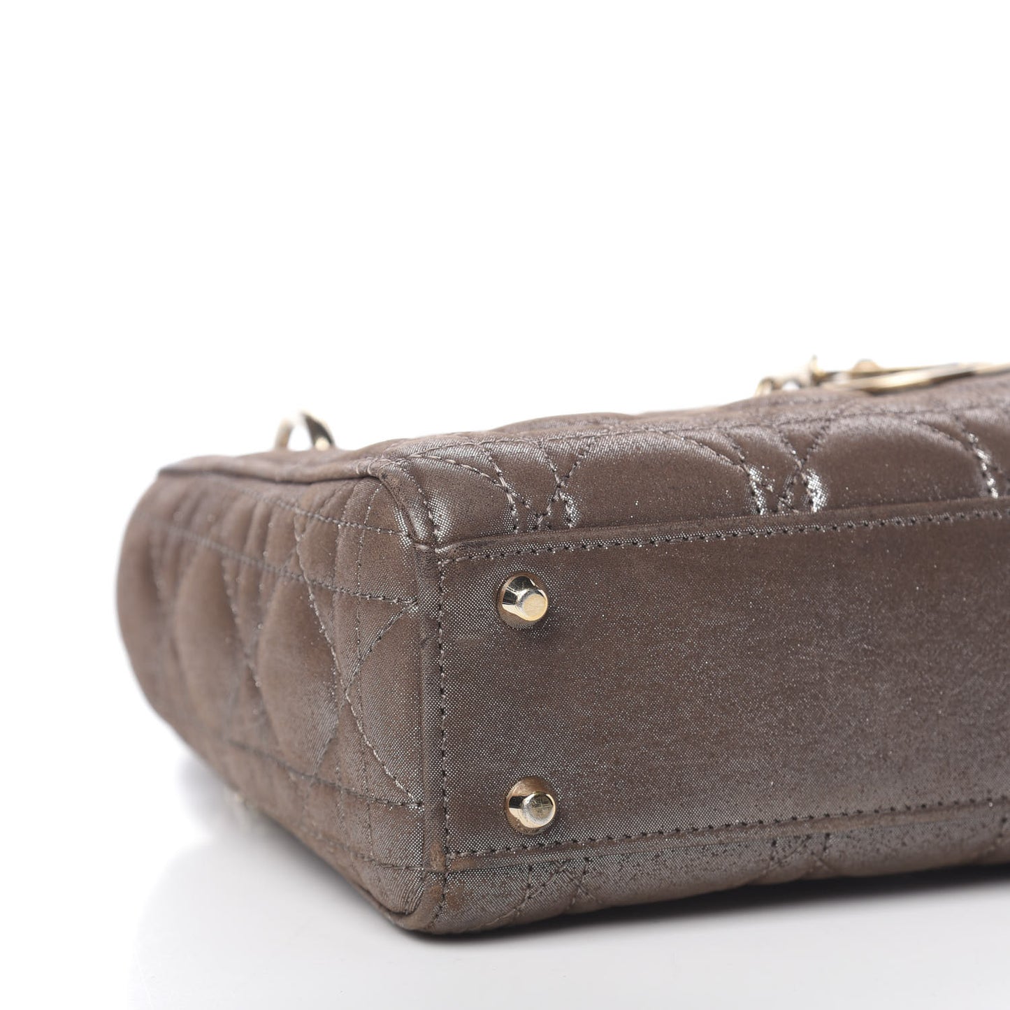 Metallic Calfskin Cannage Mini Lady Dior Brown