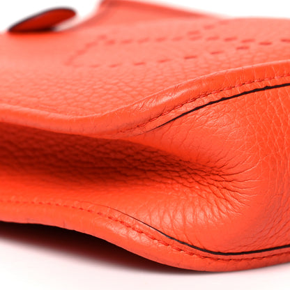 Hermes Taurillon Clemence Amazone Evelyne TPM Orange Poppy Bleu Saint Cyr 8 of 11