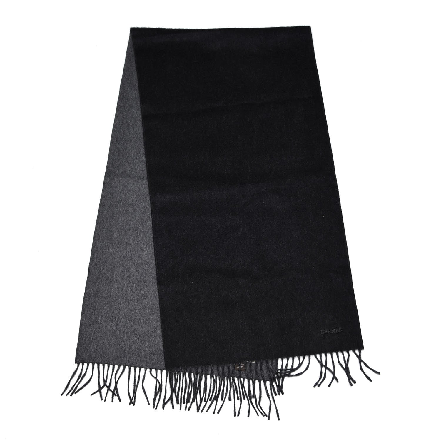 Hermes Cashmere Recto Verso Muffler Black Flanelle 3 of 4