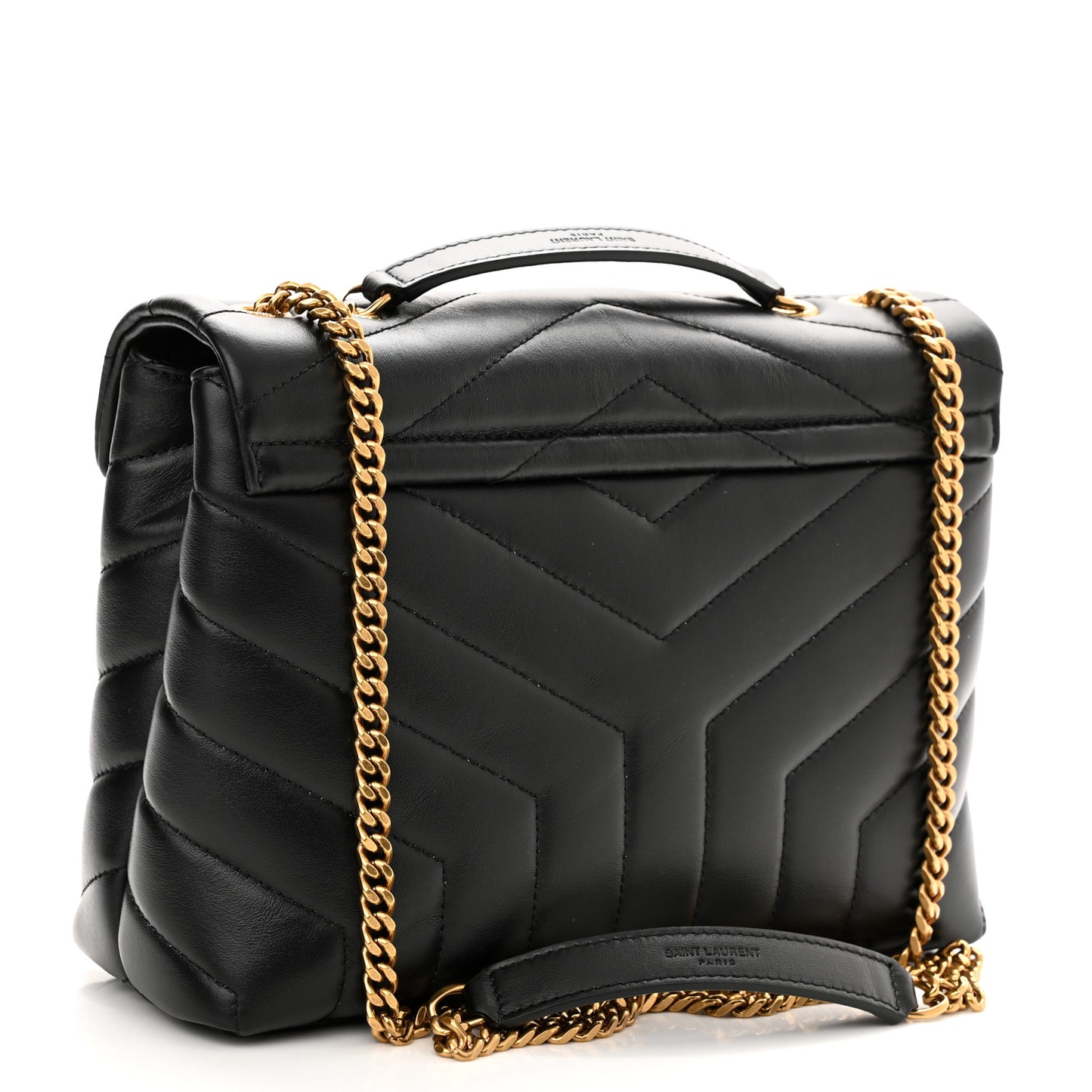 Calfskin Y Quilted Monogram Small Loulou Chain Satchel Black