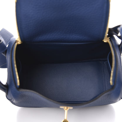 Hermes Taurillon Clemence Mini Lindy 20 Deep Bleu 5 of 10