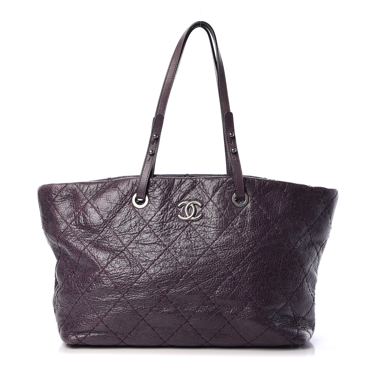 Glazed Calfskin Large On The Road Tote Purple