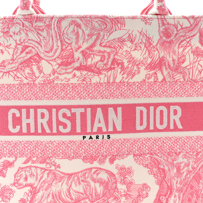 Christian Dior Canvas Embroidered Medium Dioriviera Toile De Jouy Book Tote Peony Pink 8 of 12