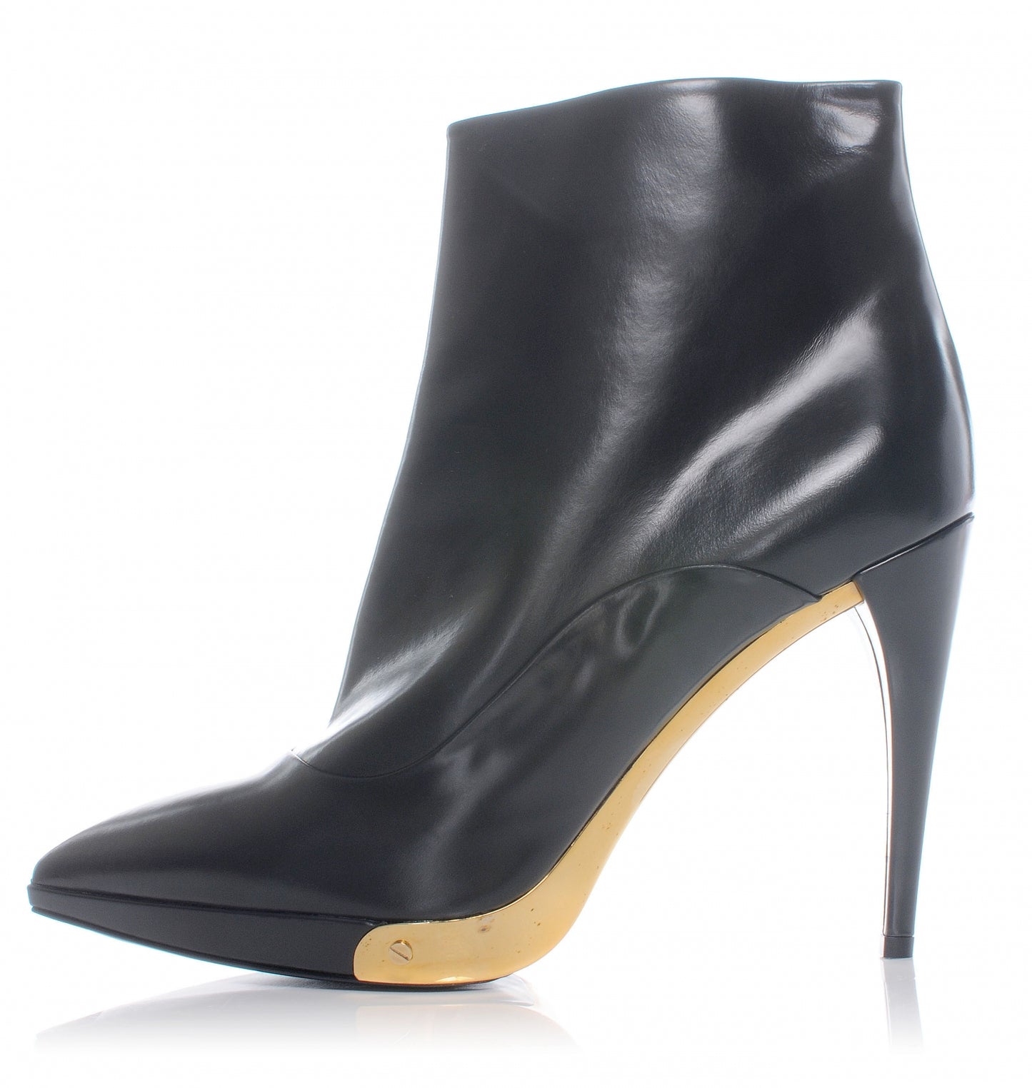 Leather Gold Plate Ankle Boots 41 Dark Grey