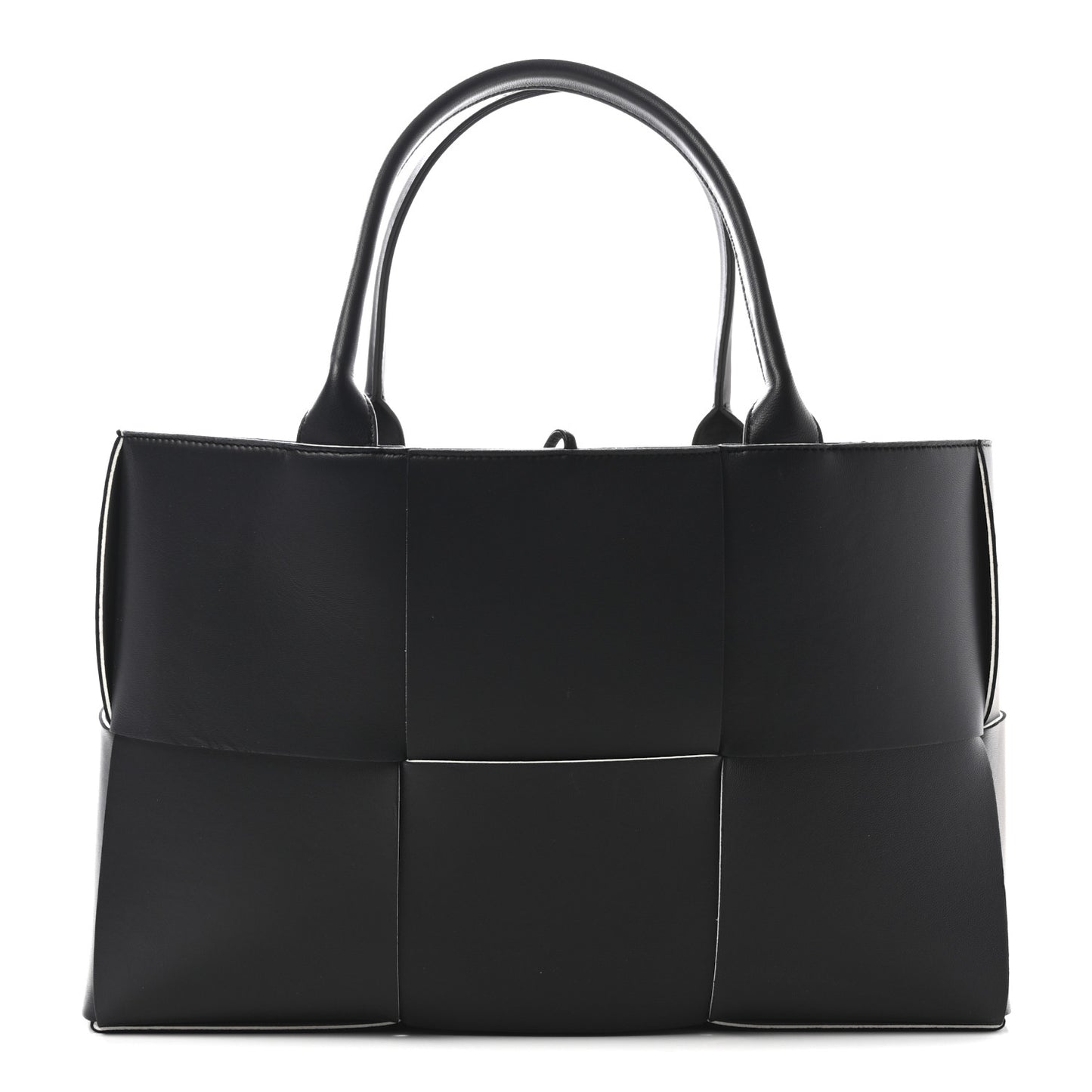 Nappa Maxi Intrecciato Medium Arco Tote Black White