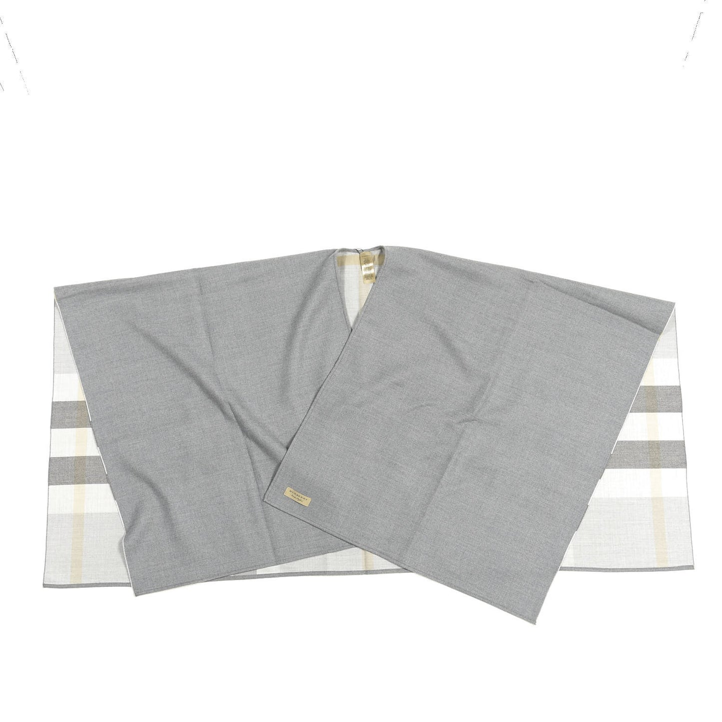 Wool Solid to Check Charlotte Cape Scarf Scarf Light Grey