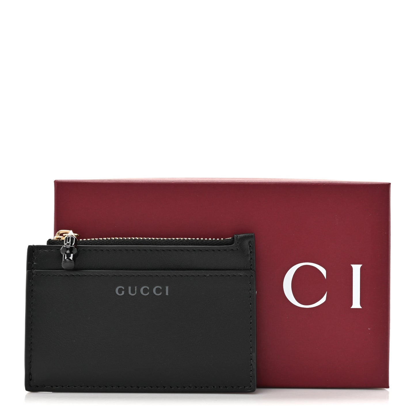 Calfskin Bamboo Coin Purse Black