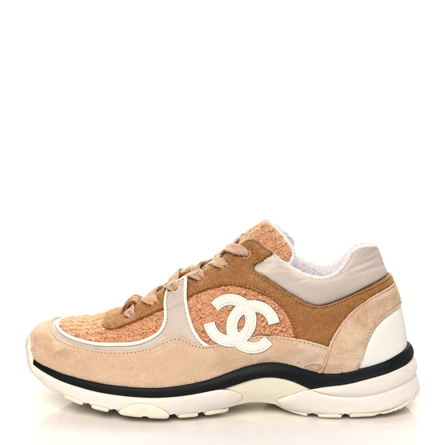 Suede Tweed Felt CC Sneakers 41 Beige