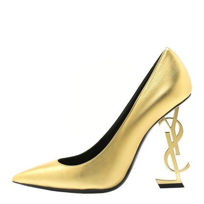 Saint Laurent Calfskin Opyum 100 Pumps 37 Gold 1 of 11