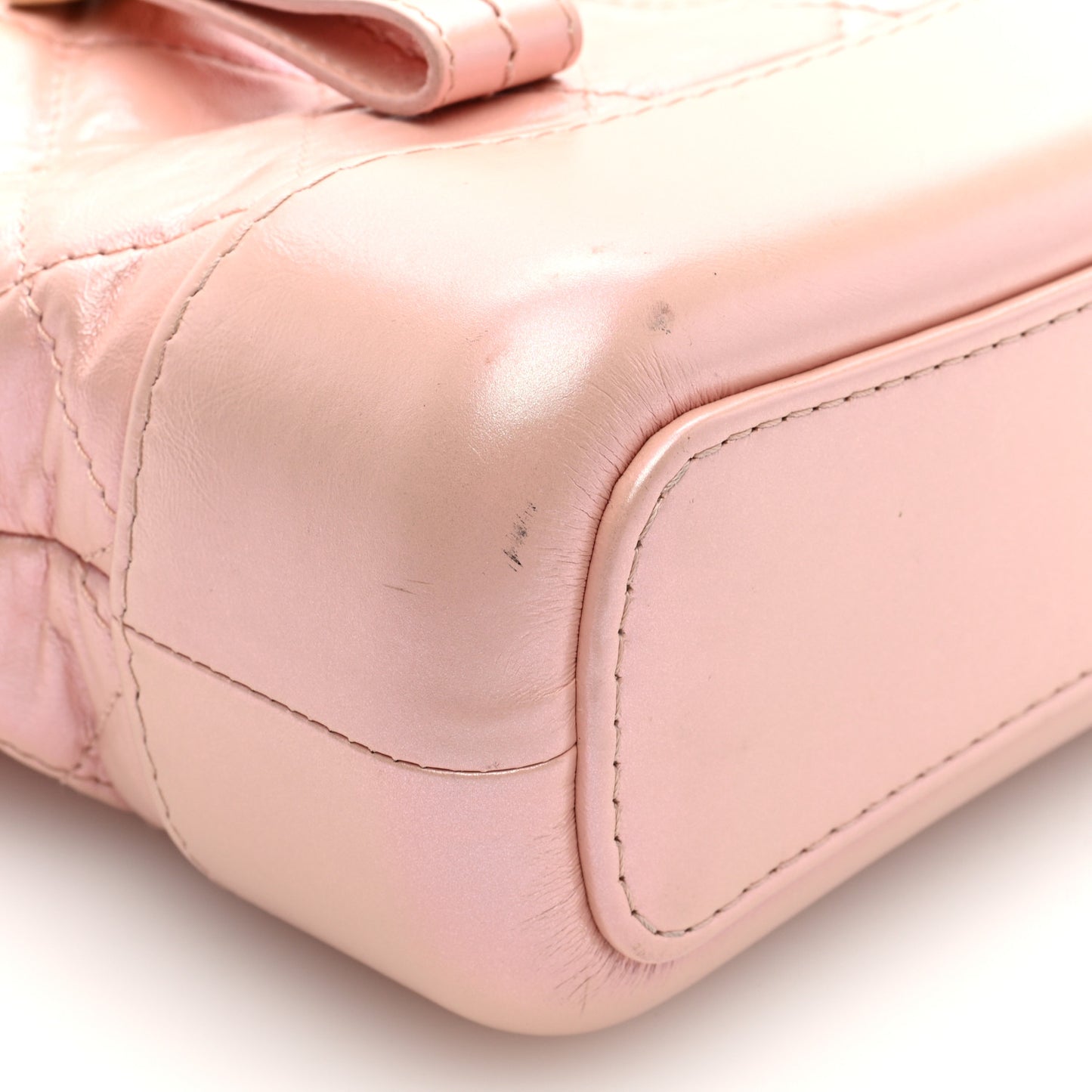 Iridescent Aged Calfskin Quilted Small Gabrielle Hobo Rose